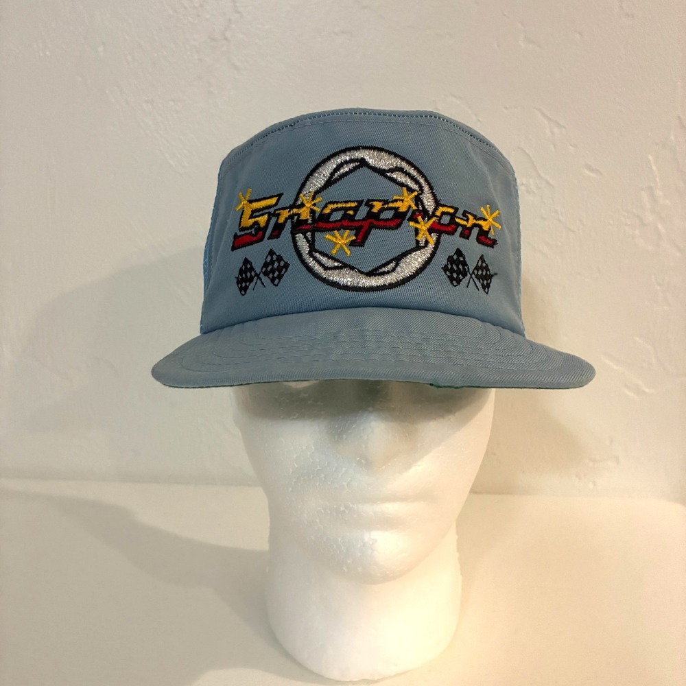 Vtg New Era Snap On Tools Trucker Hat Cap Snap Back Mesh USA Made Racing